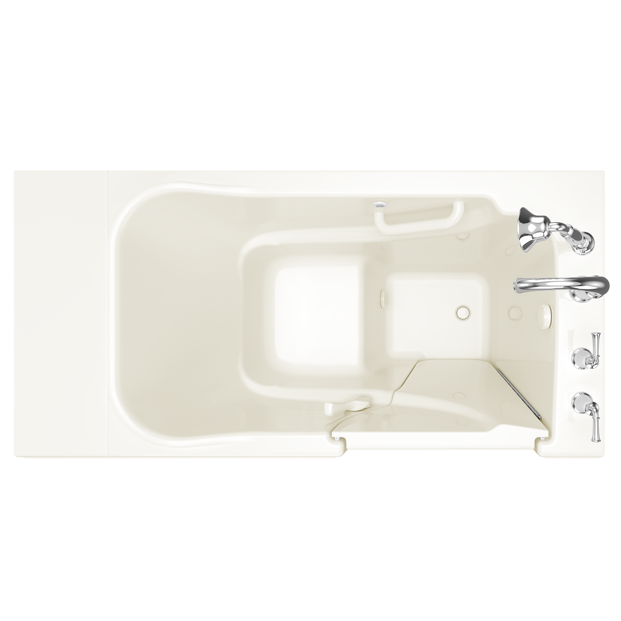Gelcoat Value Series 30x52 Inch Soaking Walk In Bathtub   Right Hand Door and Drain WIB LINEN